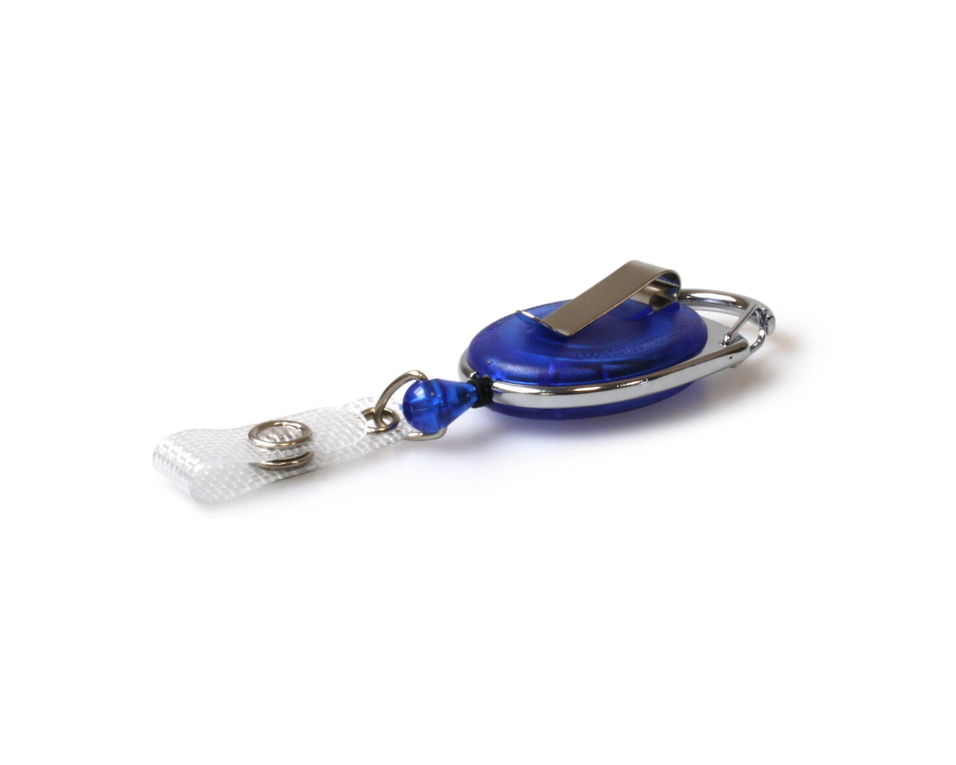 Blue Translucent Carabiner Card Reels with Belt and Reinforced ID Straps (Pack of 50)
