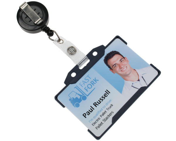 Black ID Badge Reels with Strap Clip (Pack of 50)