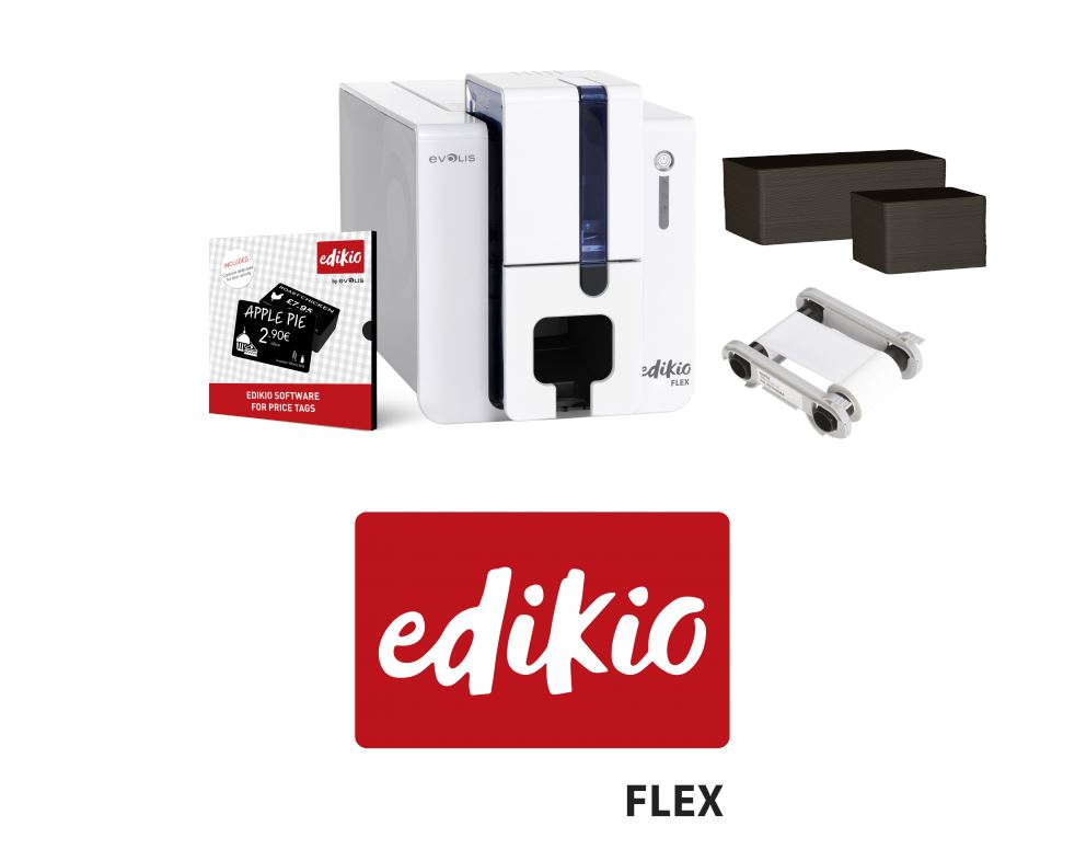 Evolis Edikio Price Tag Flex Printer Bundle with Starter Pack