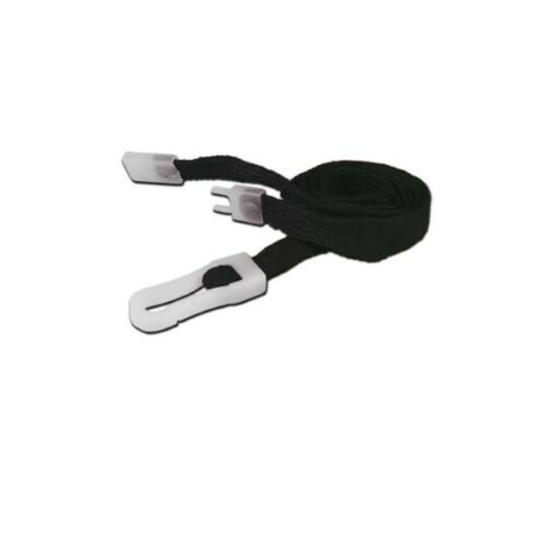 Budget Black Lanyards - 10mm Wide - Plastic Clip - 100 Pack - With Breakaway