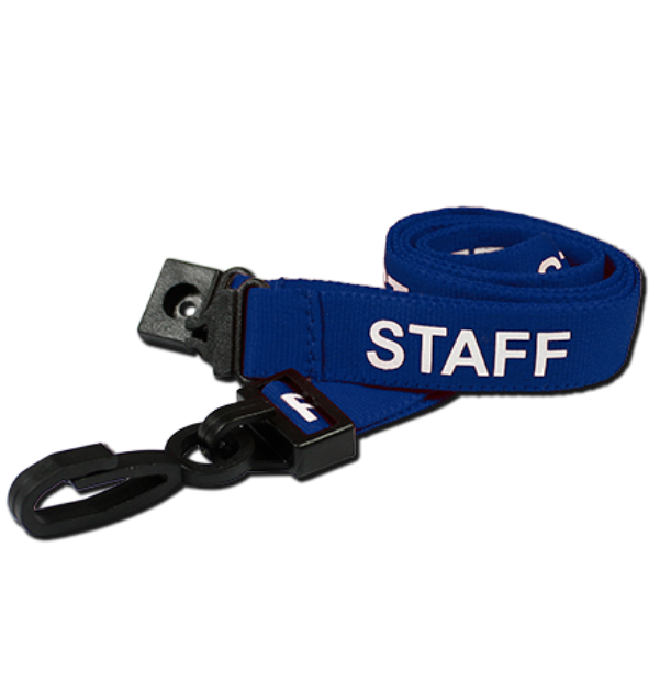 Sky Blue Staff Lanyard - 15mm Wide - Plastic J Clip, Breakaway - Packs of 1-100