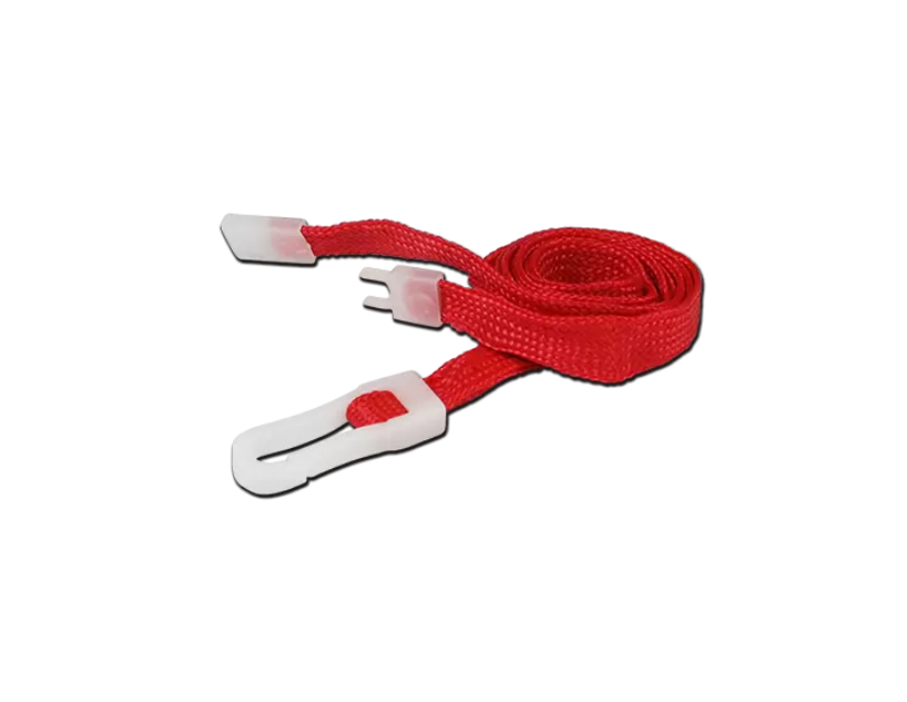 Budget Red Lanyards - 10mm Wide - Plastic Clip - 100 Pack - With Breakaway