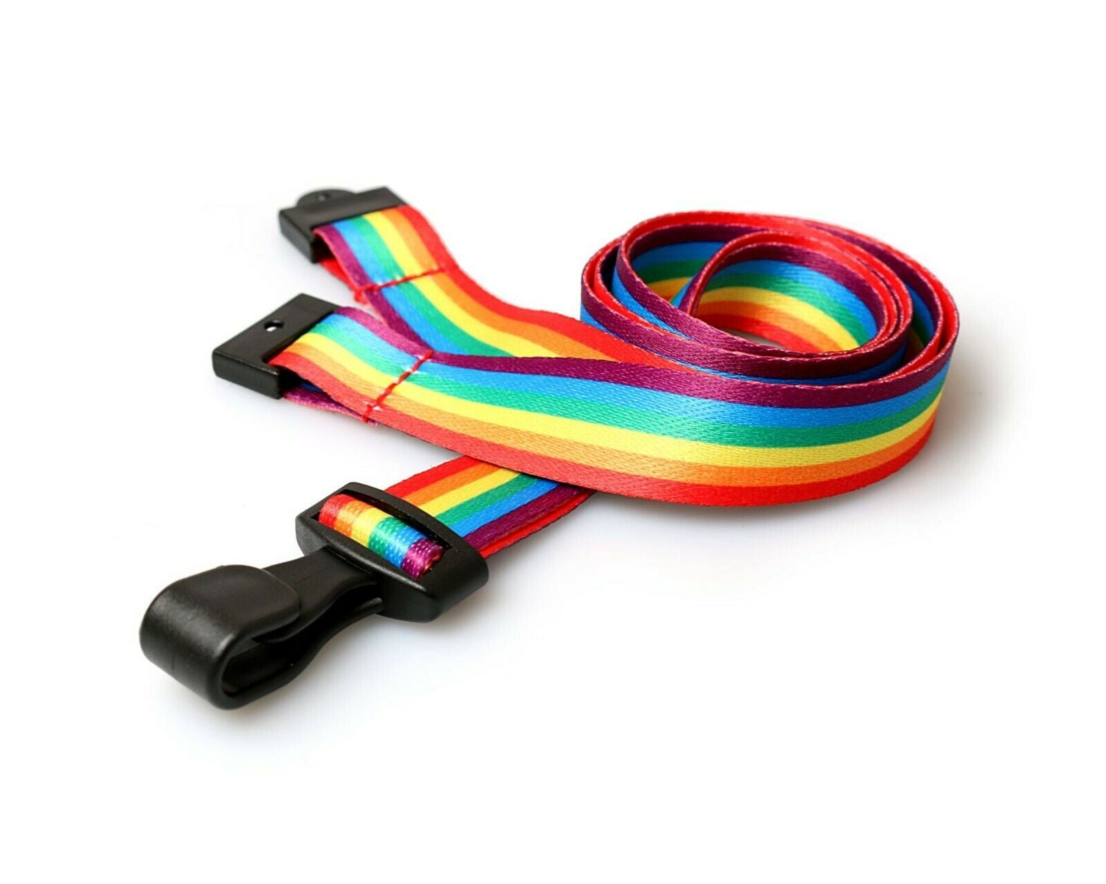 15mm Rainbow Stripped Lanyards with Plastic J Clip, LGBT, Pride - 1-100