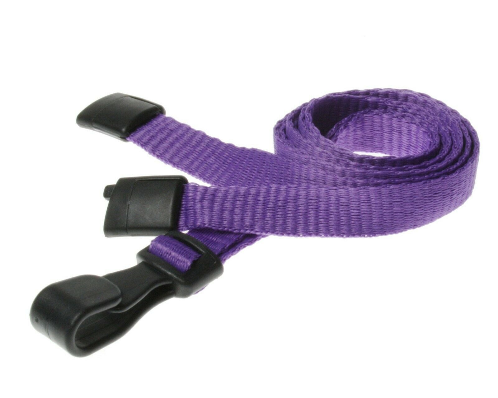 Purple Lanyards with Breakaway and Plastic J Clip, Polyester - Packs of 100