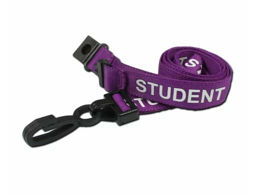 Student Lanyards 100% Recycled Purple Lanyards With Plastic J Clip - 1-100