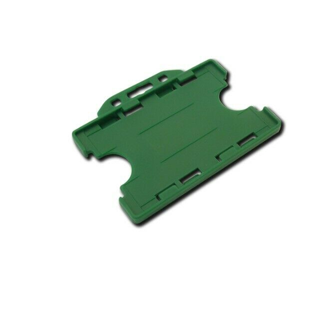 Green Double Sided Rigid Bio Badge Holders - Landscape - CR80 - 100 Pack