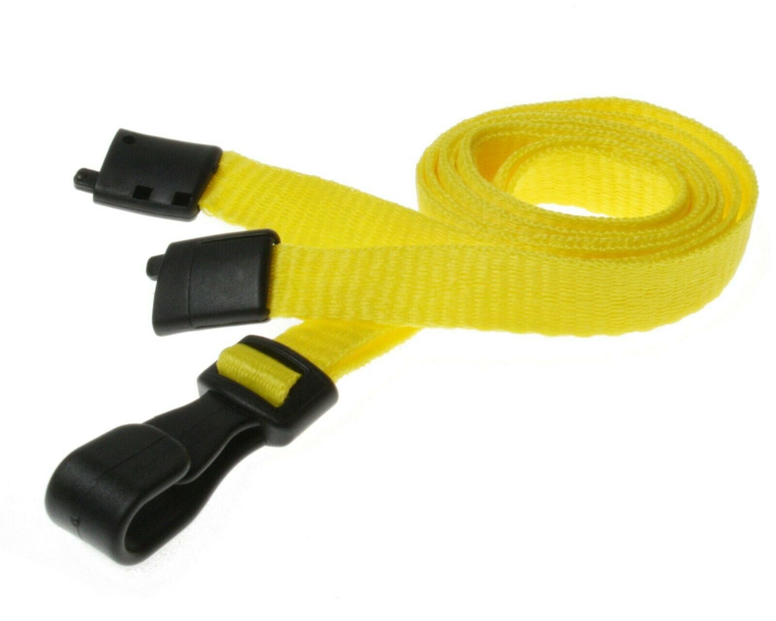 Yellow Lanyards with Breakaway and Plastic J Clip - Packs of 100