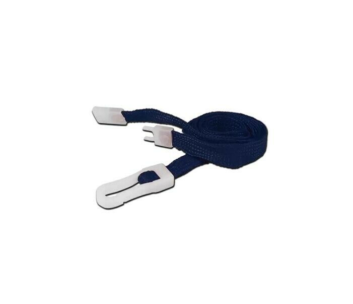 Budget Navy Blue Lanyards - 10mm Wide - Plastic Clip - 100 Pack - With Breakaway